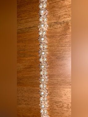 Pearl Bridal Belt with Satin Ribbon